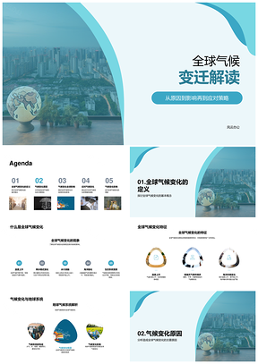 人类活动与自然因素驱动全球气候变化极端天气海平面升生态破坏PPT模板