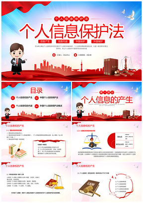 红色简约个人信息保护法宣传动态PPT模板