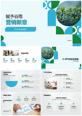 谷雨雨滴品牌创意融合节气心策略PPT模板