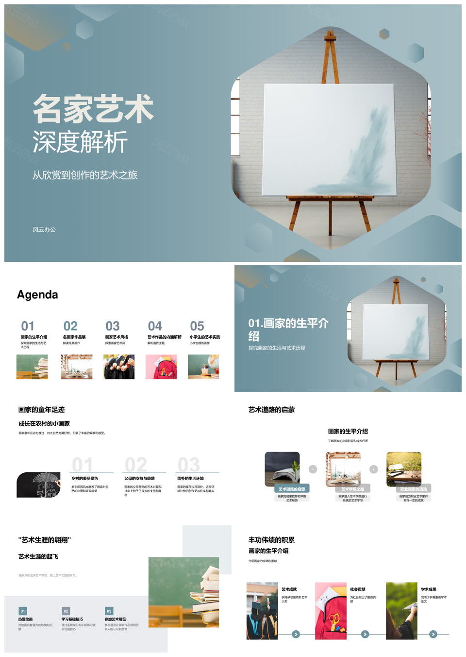 画家艺术生涯成就作品思想技法解析PPT模板