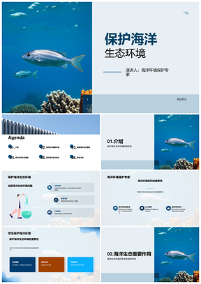 海洋生态保护专家学生应对污染气候变化PPT模板