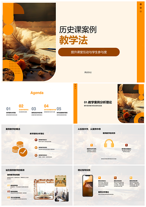 历史案例教学法课堂互动参与分析理论师训古代卷轴PPT模板
