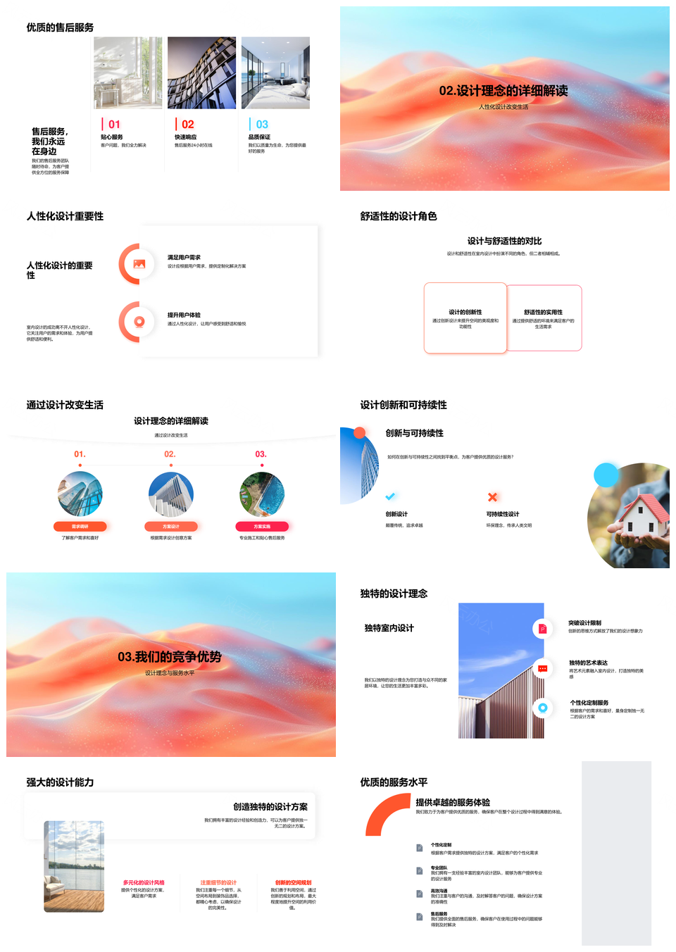 室内设计人性化舒适服务全流程定制样板间品质解析PPT模板