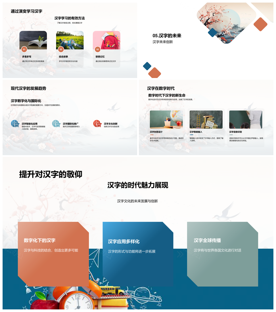 汉字演变源流甲骨文至楷书书法历程PPT模板