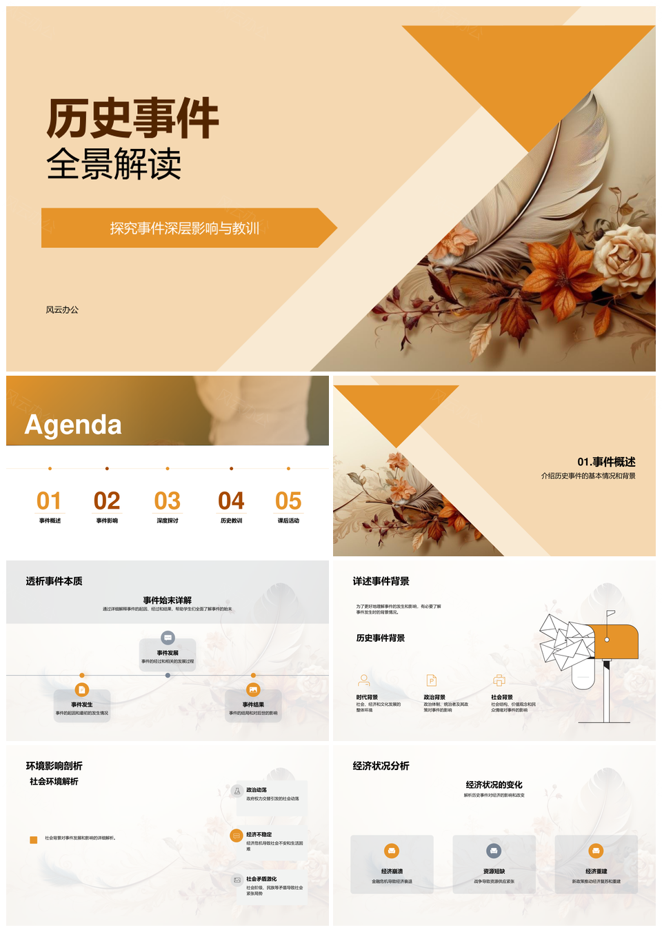 古老卷轴揭秘历史事件全景PPT模板