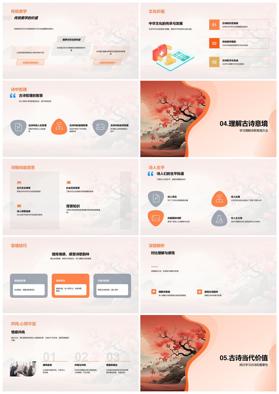 古诗韵律儒道五七言美学中华文化卷轴PPT模板