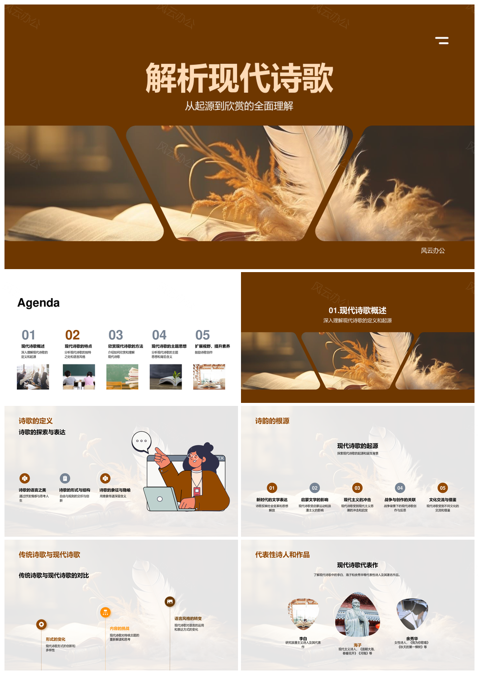 高中现代诗歌课件解析形式创新内容挑战PPT模板