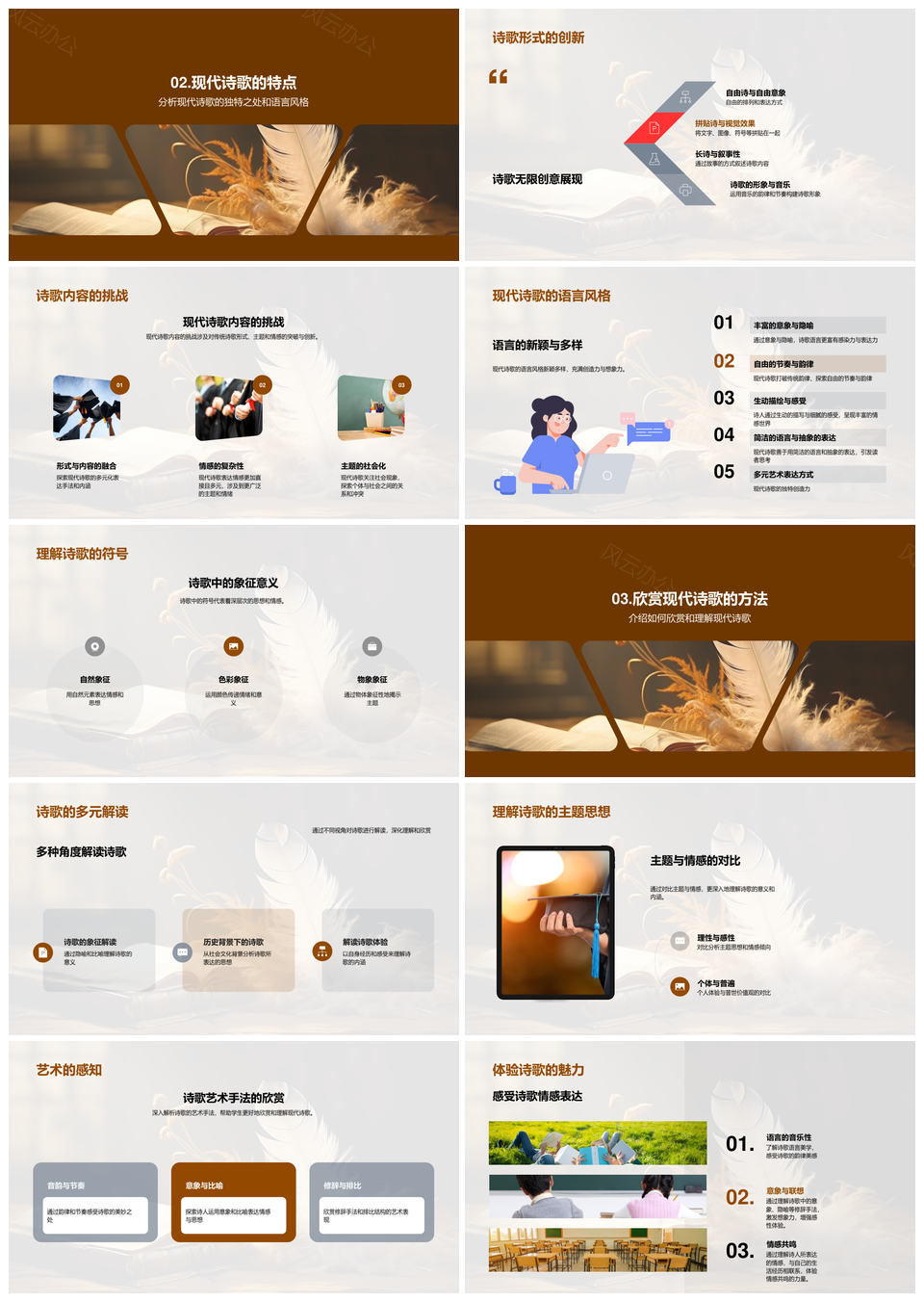 高中现代诗歌课件解析形式创新内容挑战PPT模板