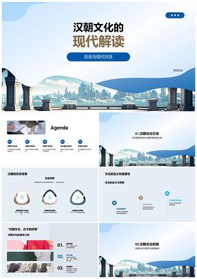 汉朝文化道家思想汉字古今对话PPT模板