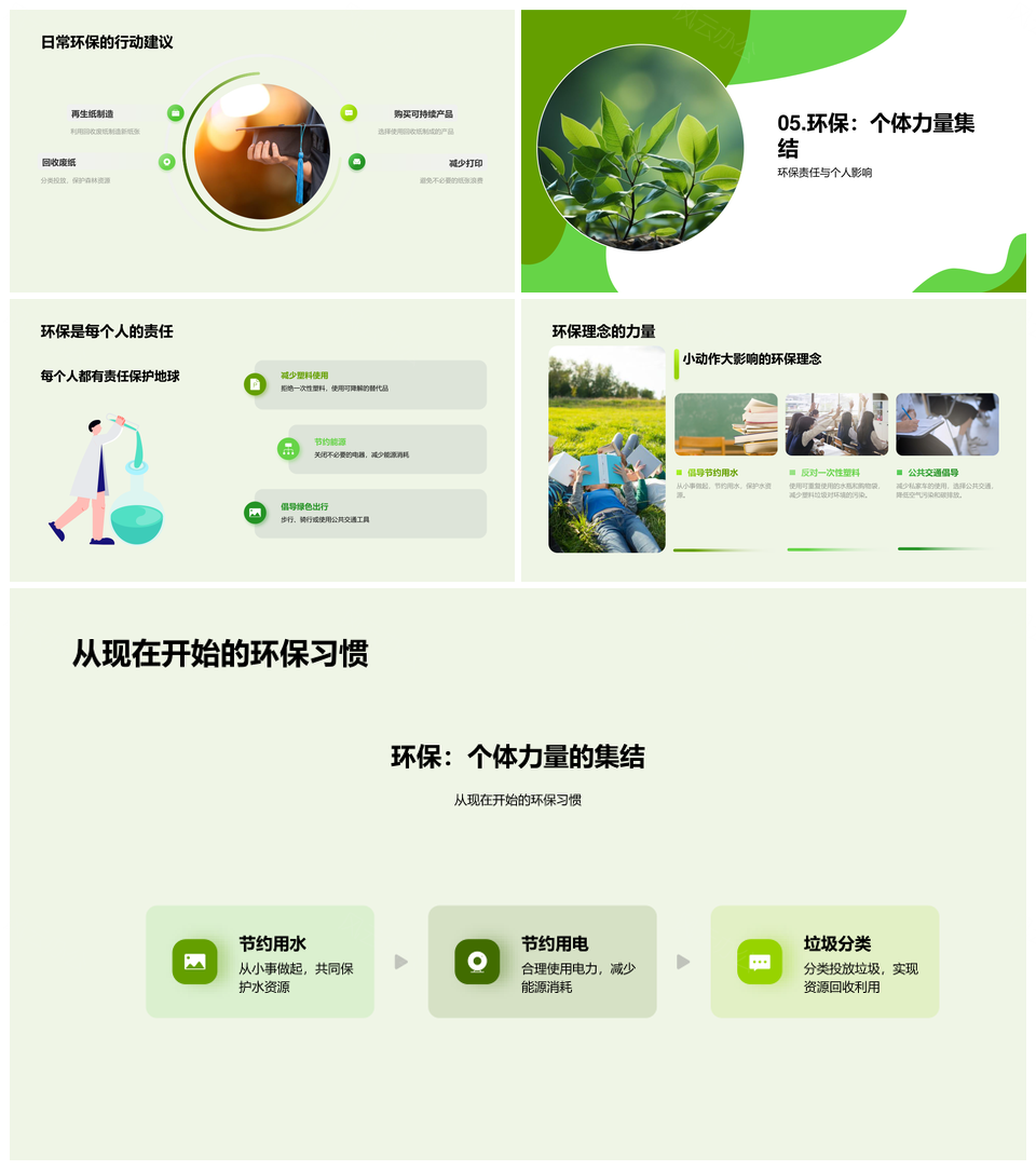 绿色使命生态行动环保教育抗全球变暖PPT模板