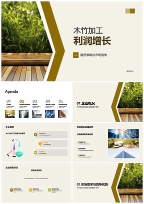 木竹加工利润增长拓展市场财富管理融资优势PPT模板