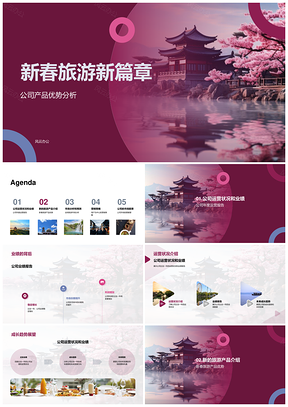 新春樱花旅游产品优势全球引资营销PPT模板