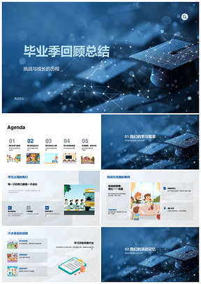 毕业季成长挑战团队协作成果总结PPT模板