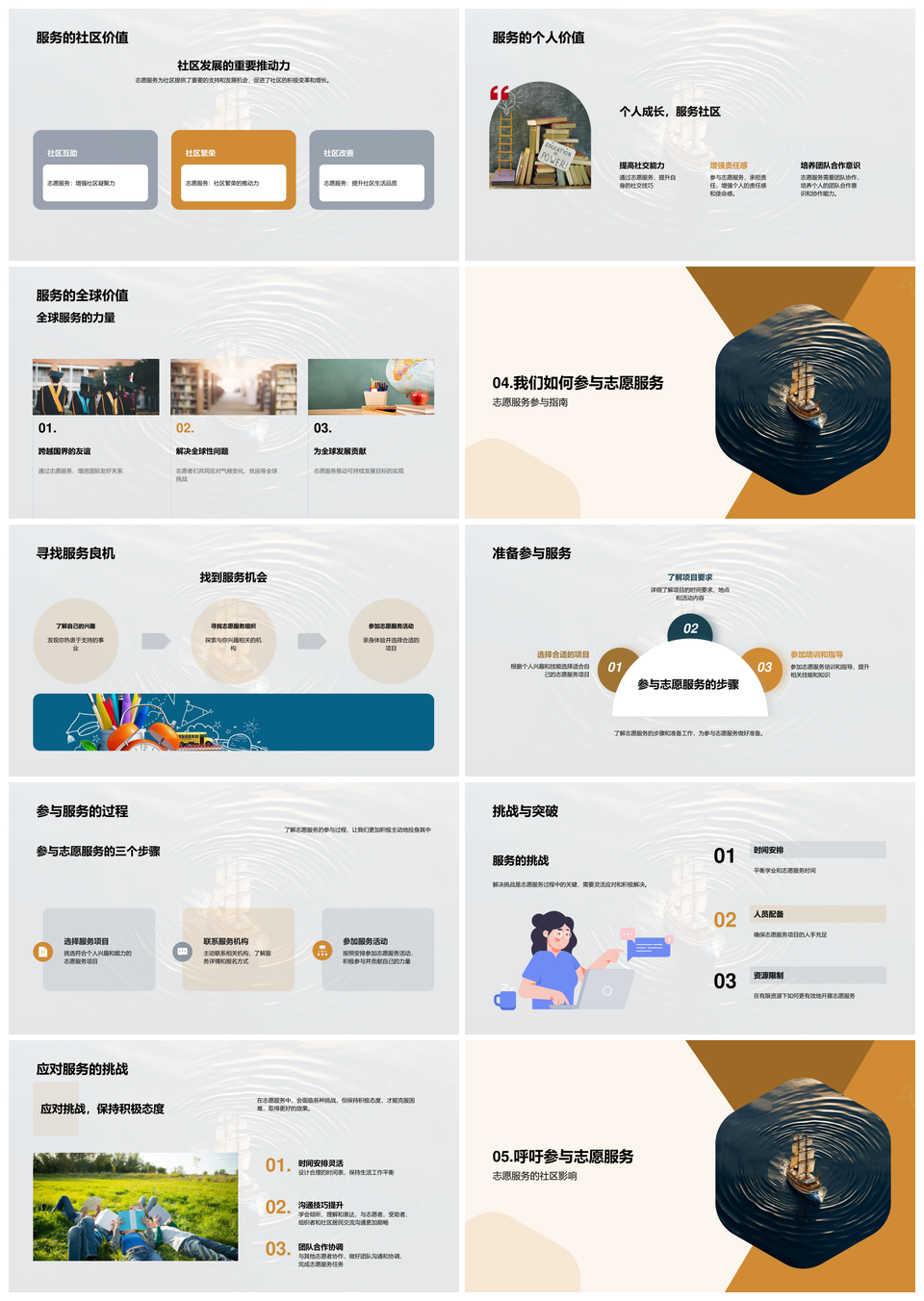 志愿扬帆社区奉献成长同行PPT模板