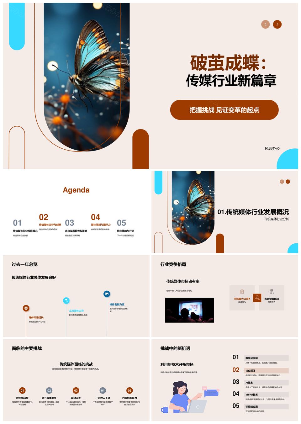 传统媒体破茧成蝶创新转型融合发展PPT模板