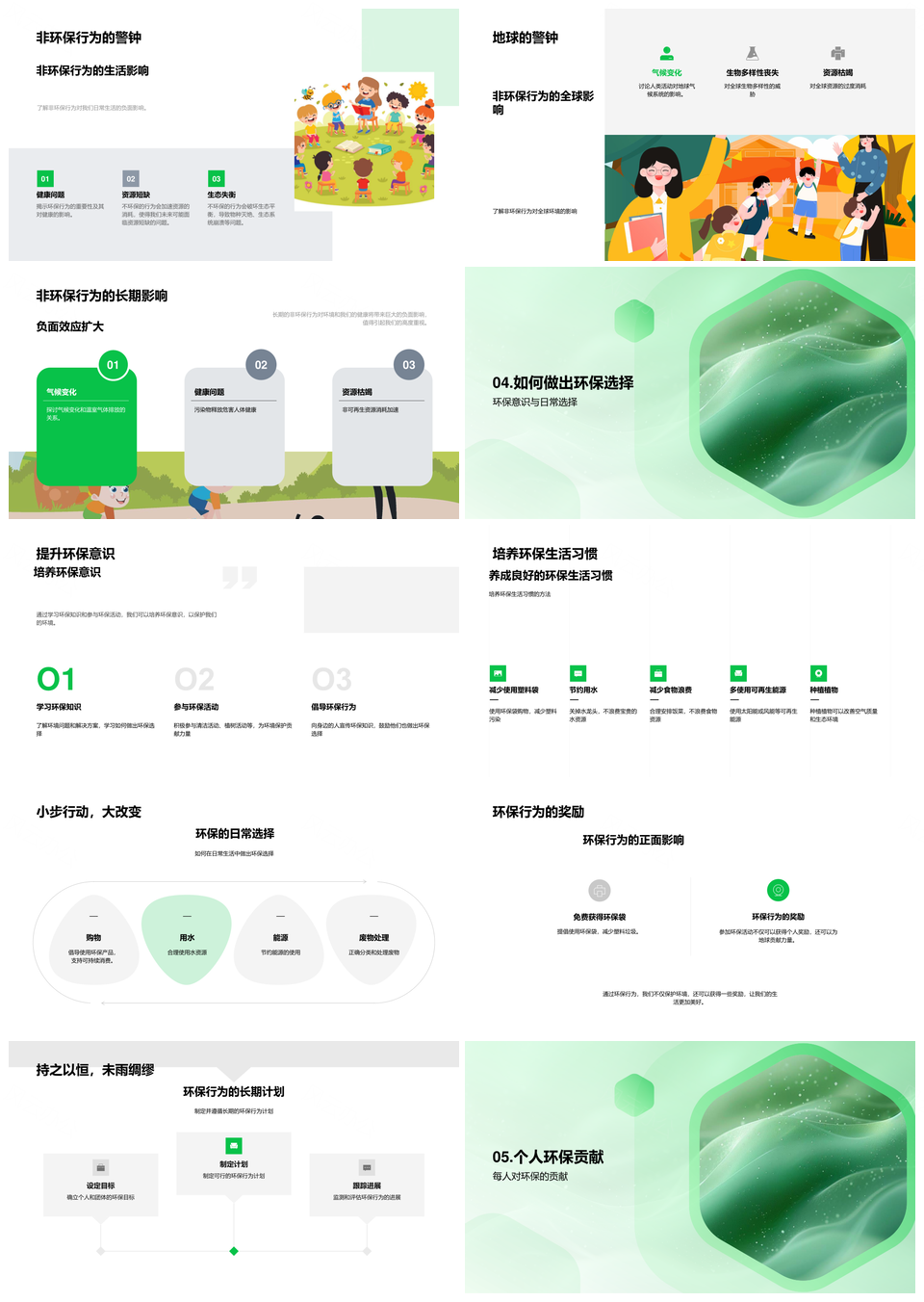 环保教育行为意识生态保护生活习惯讲座PPT模板