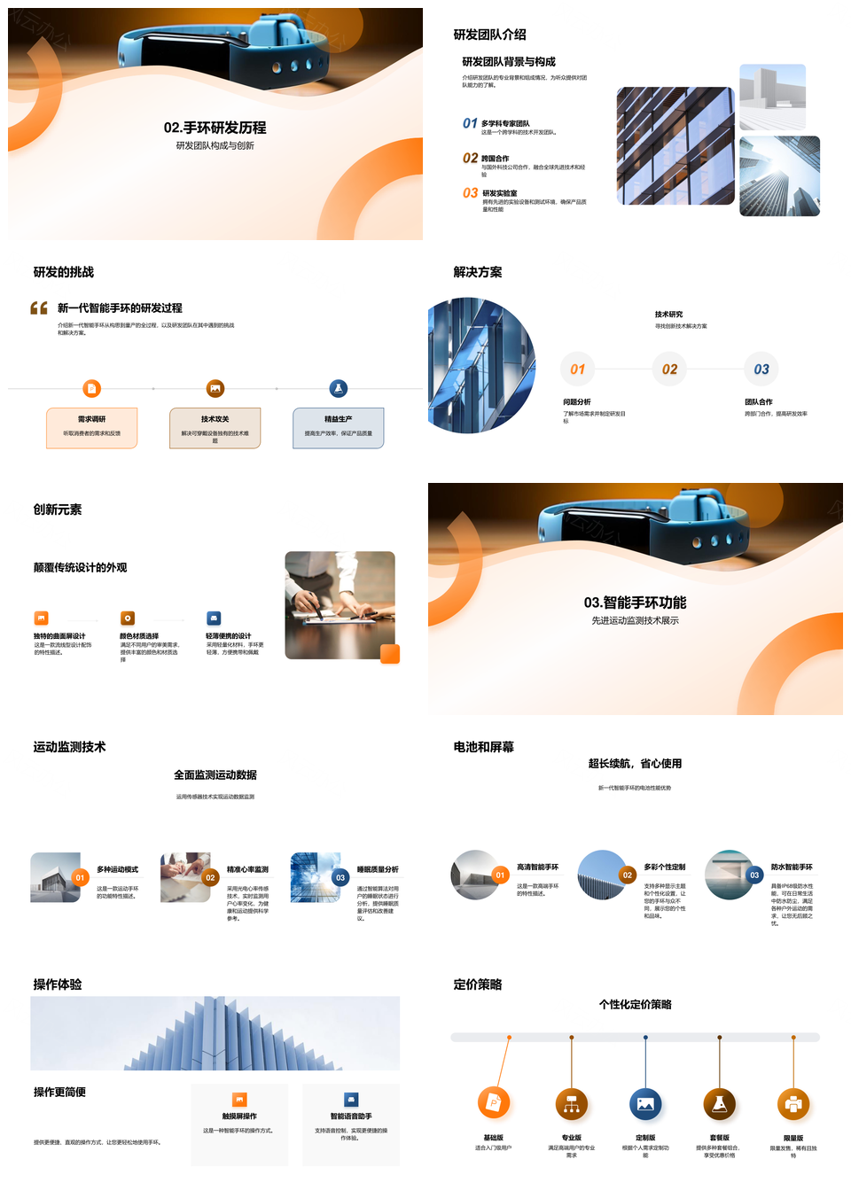 智能手环科技健康革新运动监测长续航研发创新PPT模板