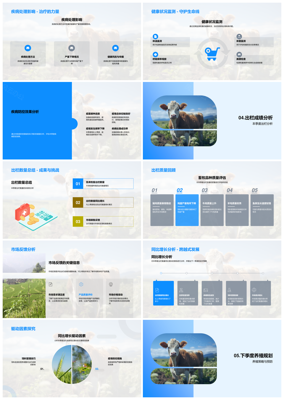 牲畜季度饲养出栏效益管理分析PPT模板