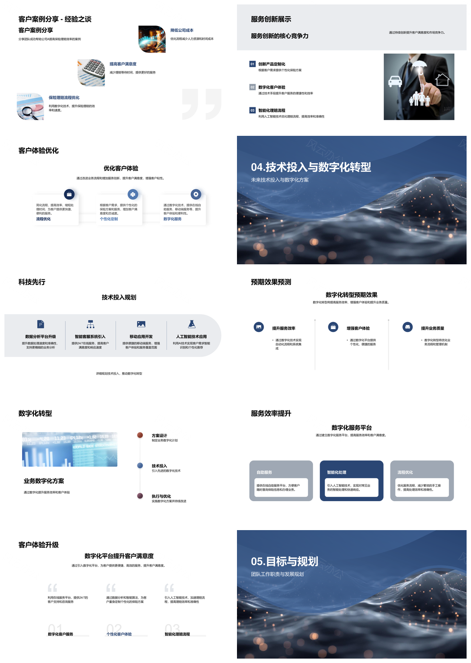 保险团队季度业务增长服务提升案例技术规划PPT模板