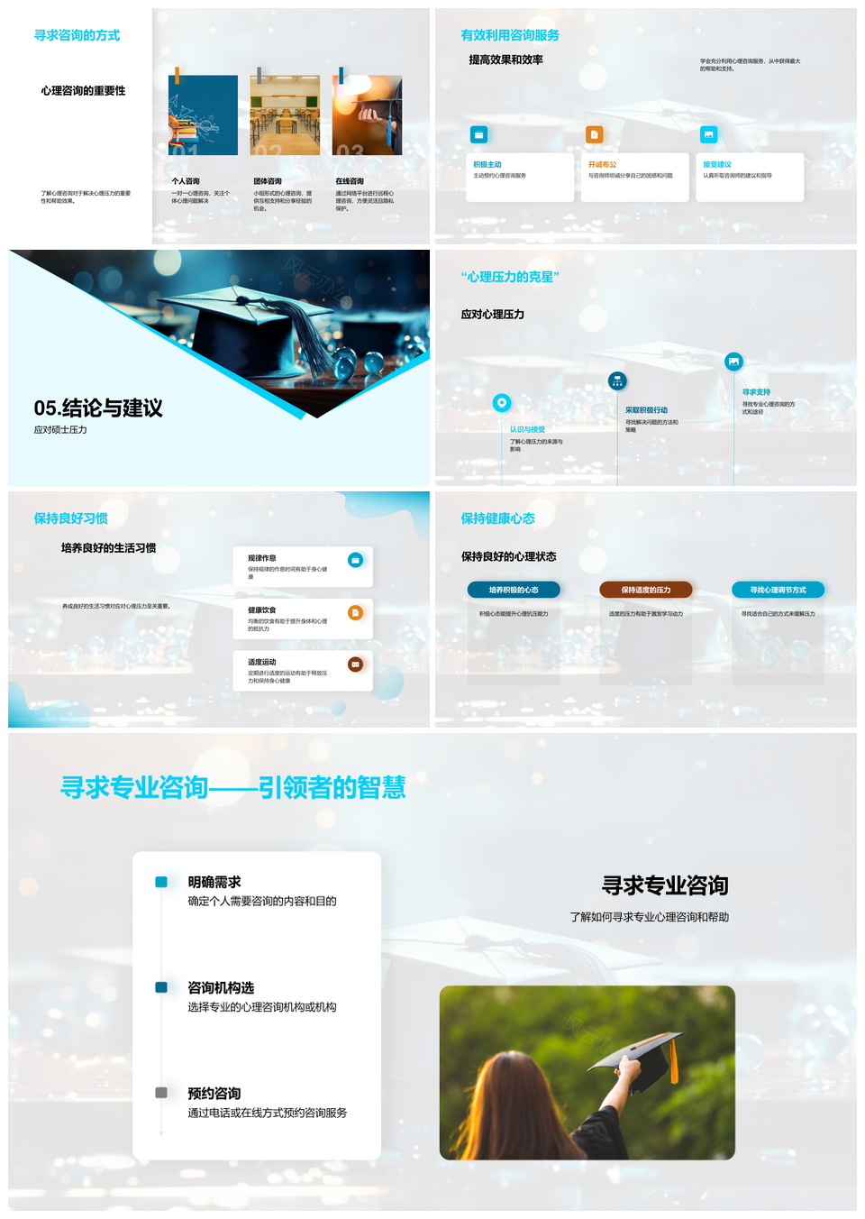 硕士研究生心理压力来源与应对咨询PPT模板