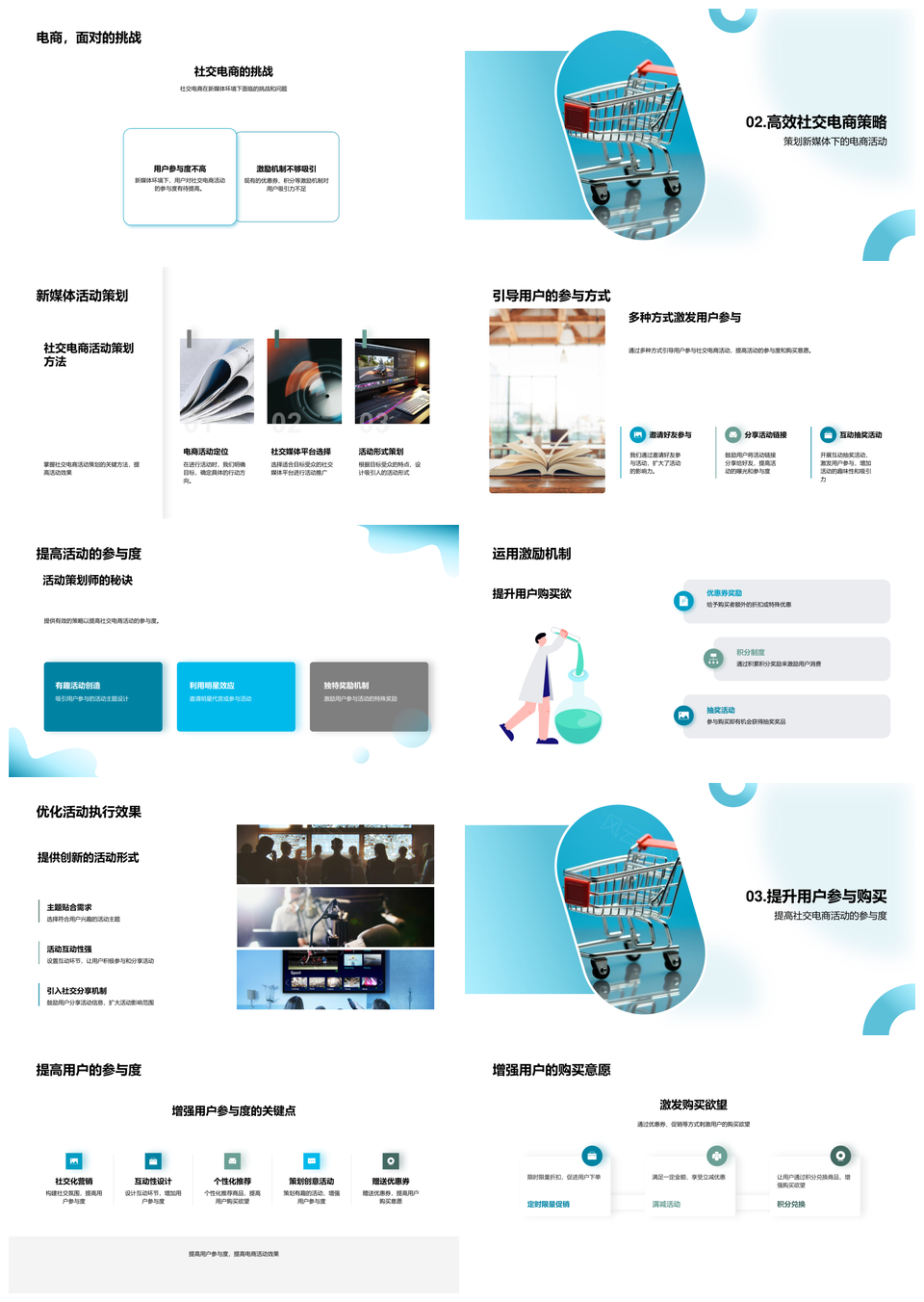 新媒体社交电商活动策略与用户互动激励PPT模板