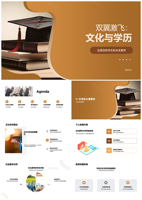 双翼激飞文化学历教育师研活动PPT模板