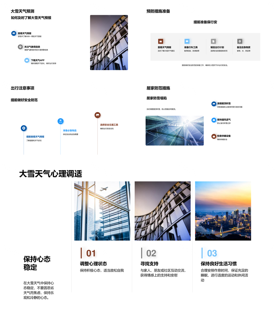 雪季安全防范道路交通居民防滑防寒防塌陷PPT模板