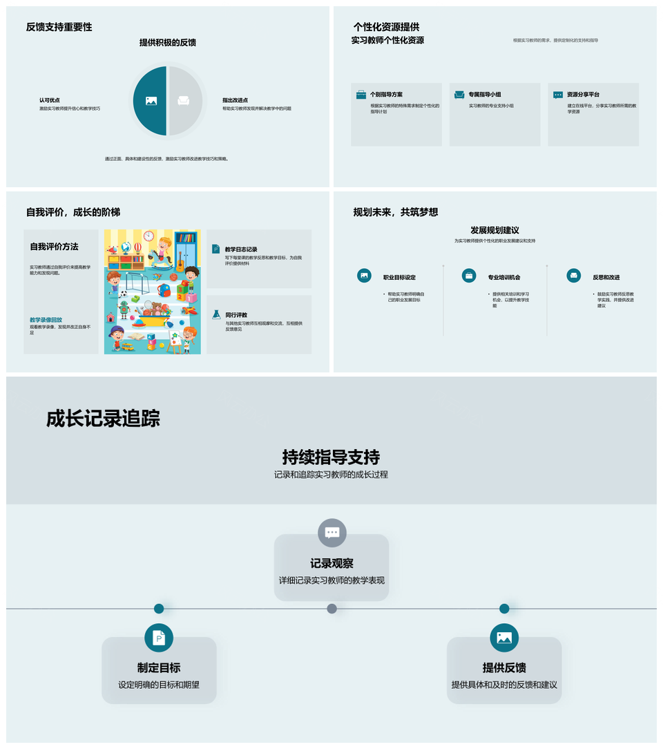 实习教师教育理论教学技巧挑战提升反馈指导评估PPT模板