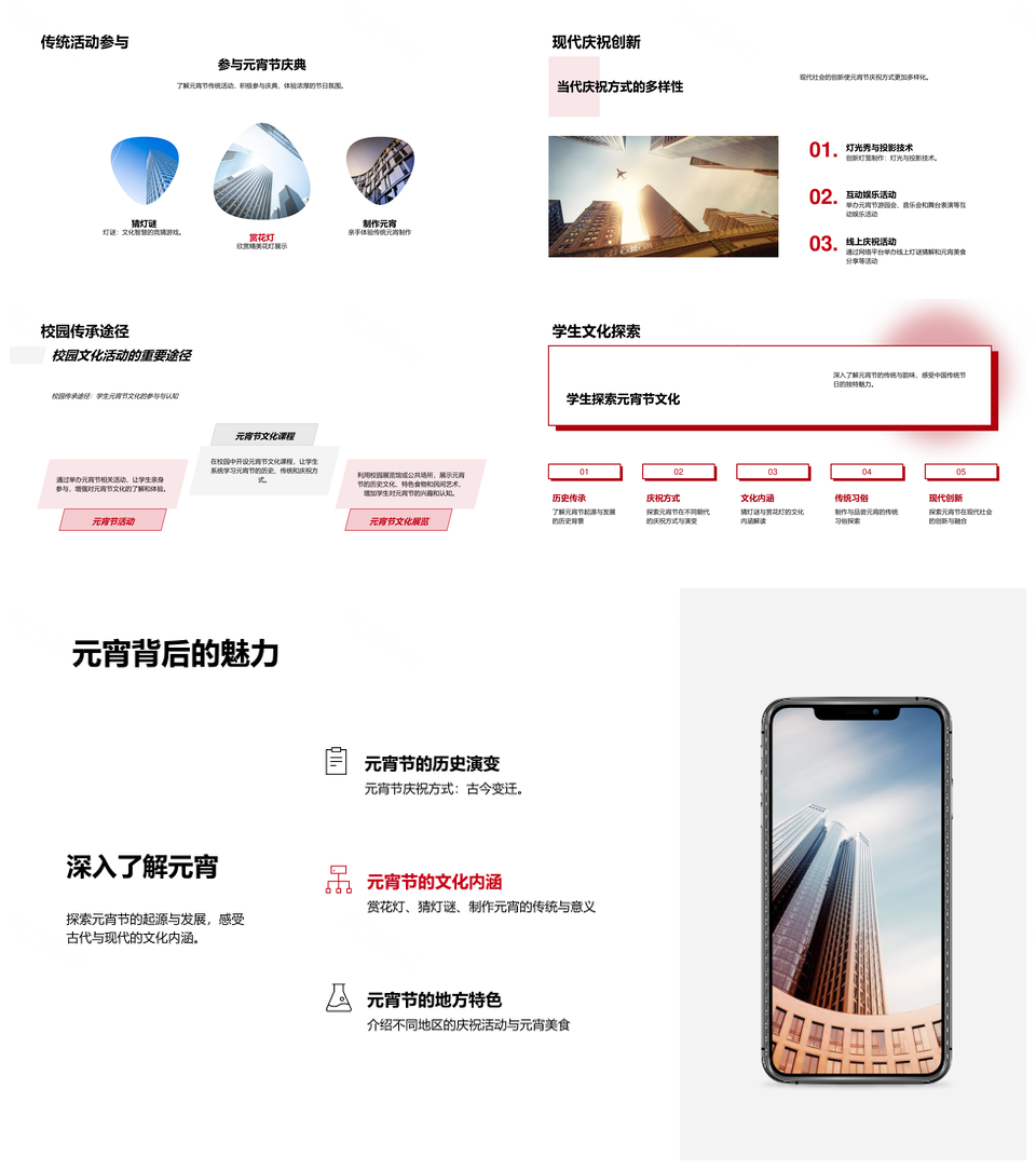 元宵节传统现代庆典习俗赏灯猜谜活动PPT模板
