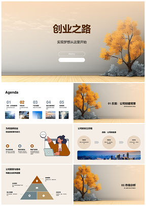 创始人创业路竞赛路演商业计划书PPT模板