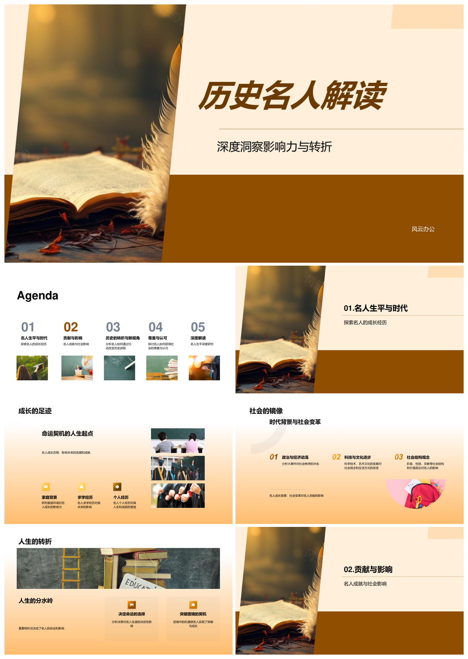 历史名人成长社会环境与成就转折PPT模板