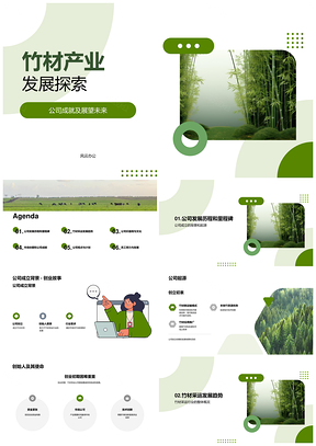 竹材采运公司年中总结发展历程汇报PPT模板