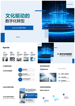 企业文化战略驱动科技数字化转型管理PPT模板