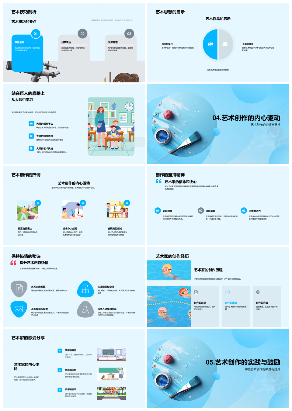 艺术导师创作教学培养观察想象创新力探索风格PPT模板