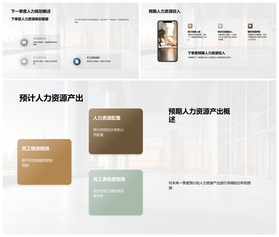 人资季度总结人力资源投入产出分析图表规划PPT模板
