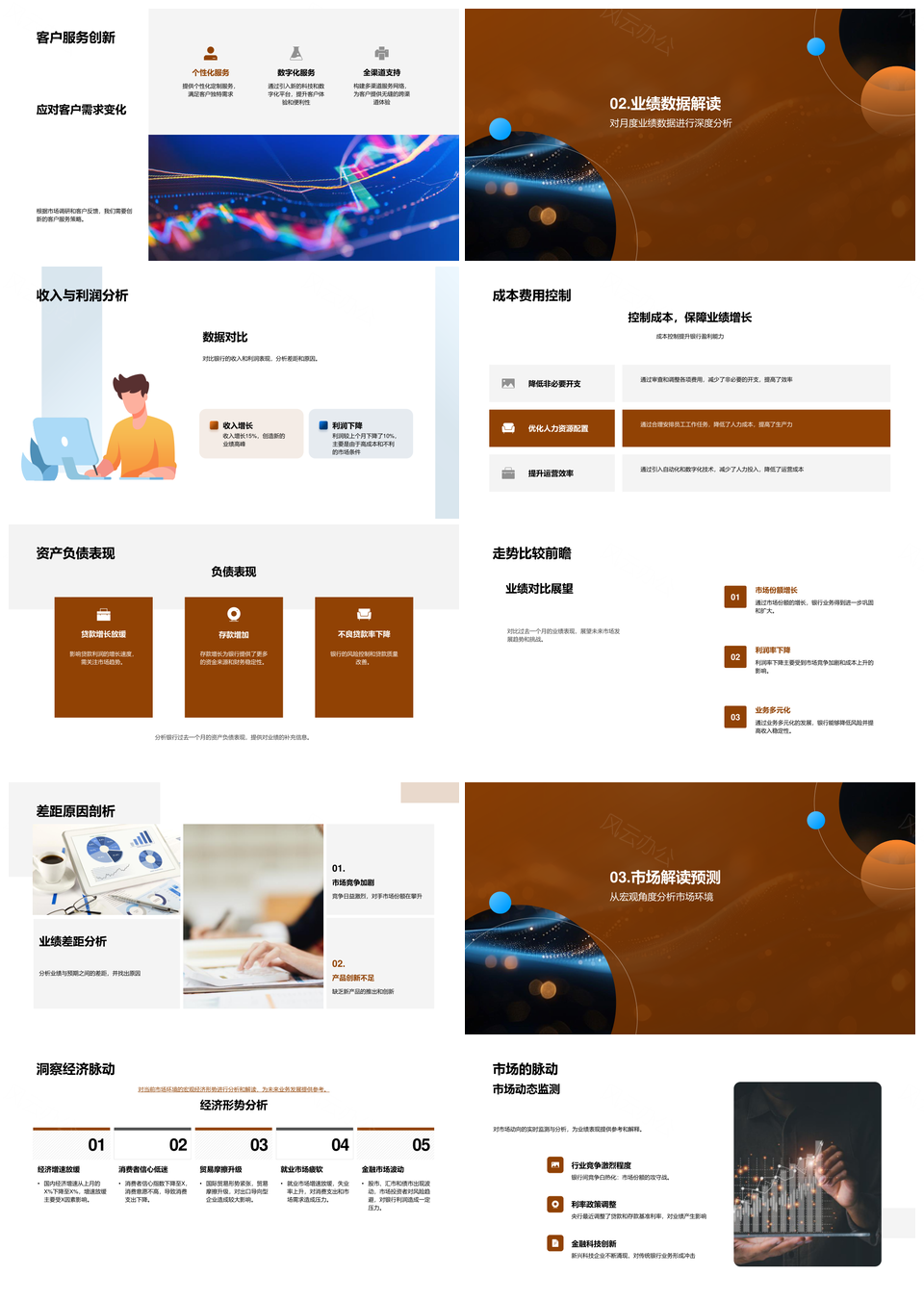 银行月度业绩分析战略调整与市场预测PPT模板