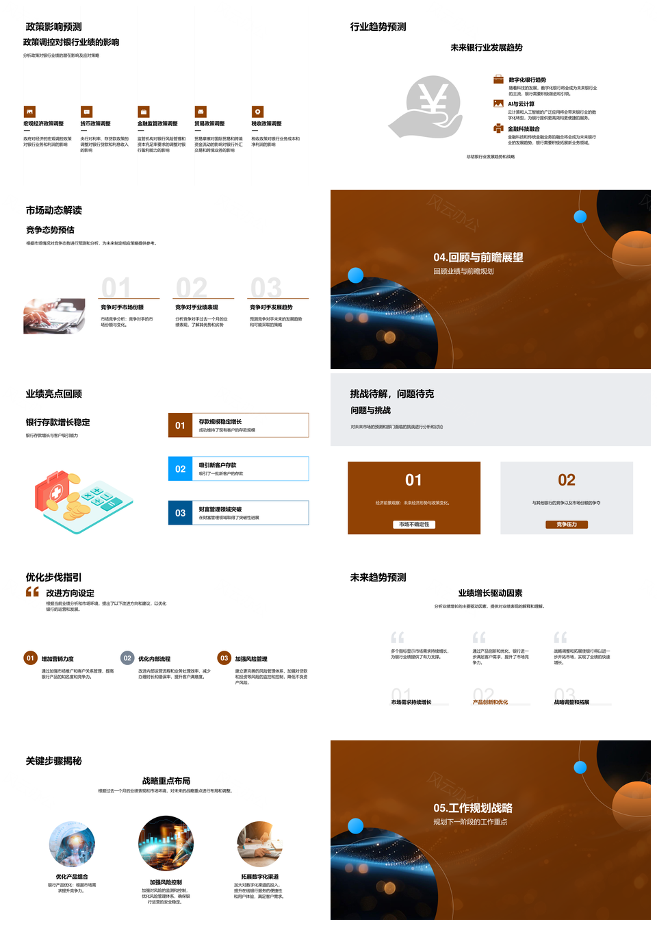 银行月度业绩分析战略调整与市场预测PPT模板