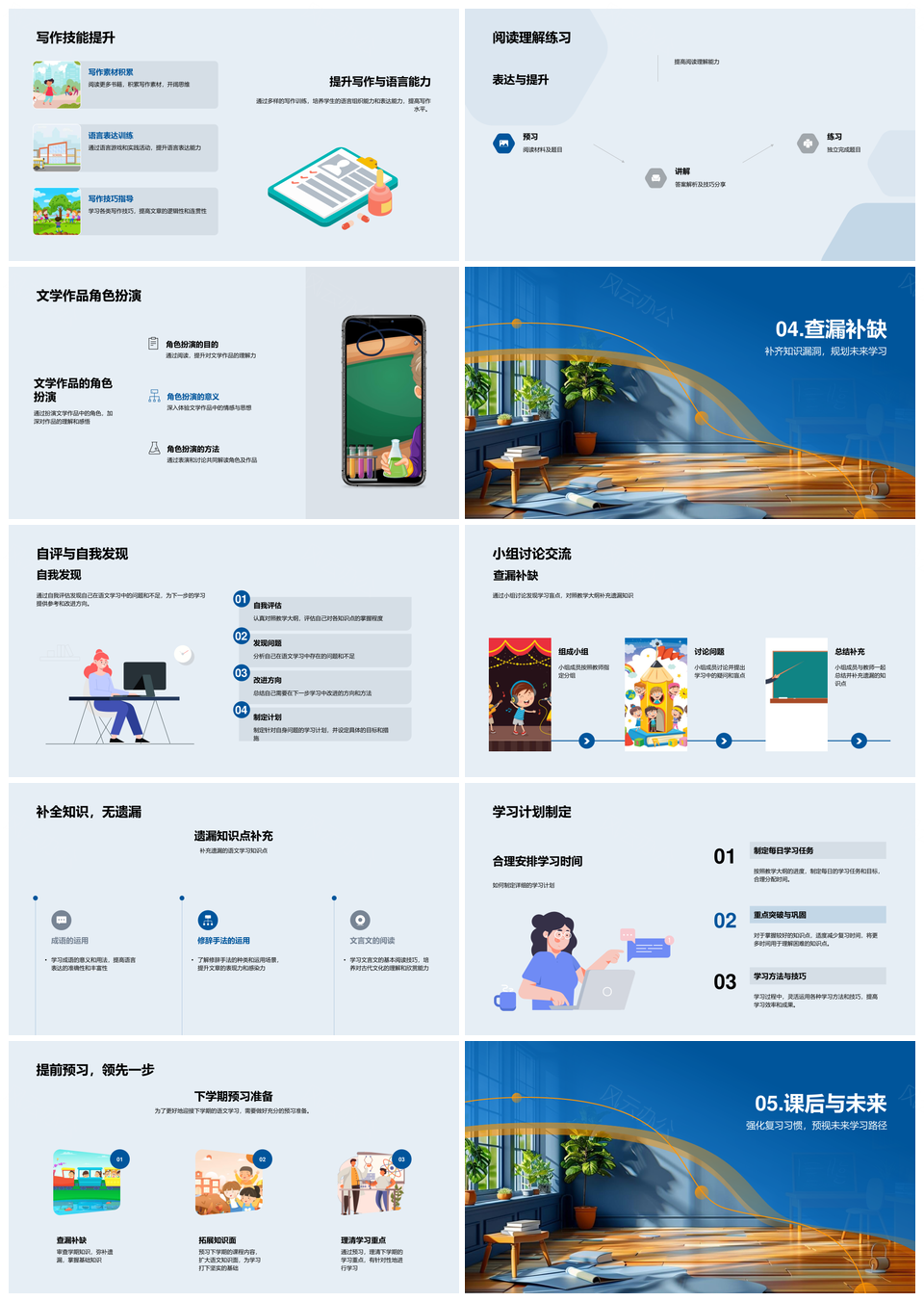 2025语文学期总结知识点技巧重点诗文规则错题考试PPT模板