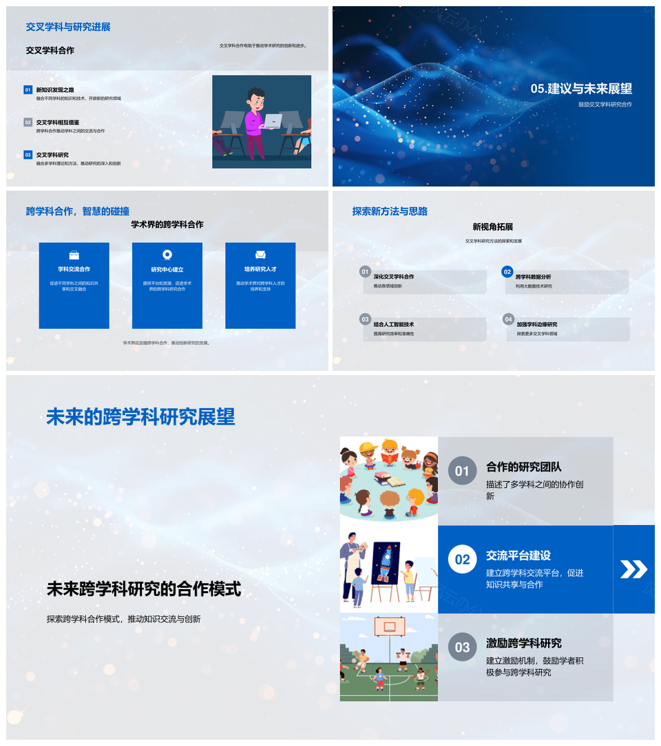 交叉学科答辩融合多科方法策略成果合作PPT模板