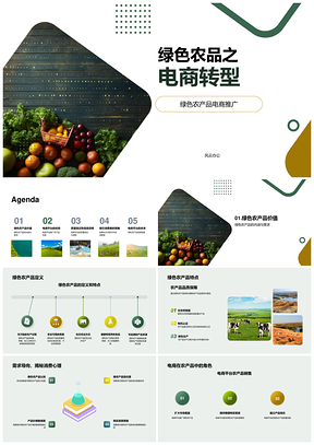 绿色农品电商转型农业营销策略PPT模板
