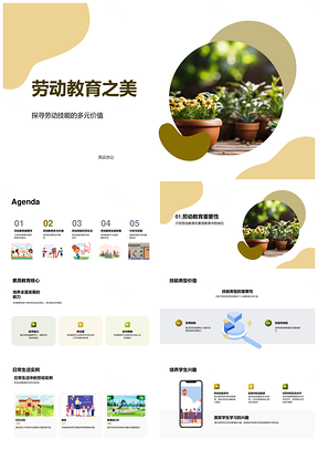 劳动教育强技能素质育责任合作全面发展PPT模板