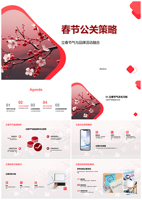 立春品牌活动融合公关策略樱花营销PPT模板