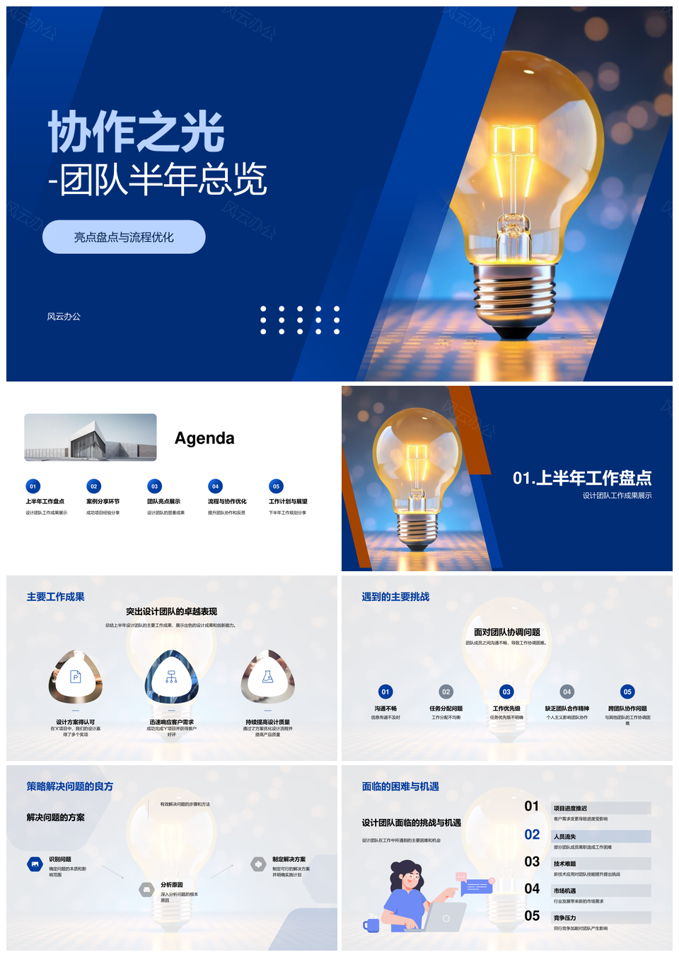协作之光团队半年亮点成果流程优化挑战方案PPT模板
