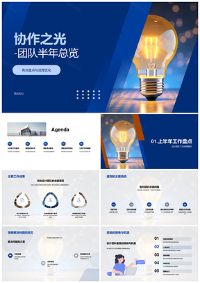 协作之光团队半年亮点成果流程优化挑战方案PPT模板