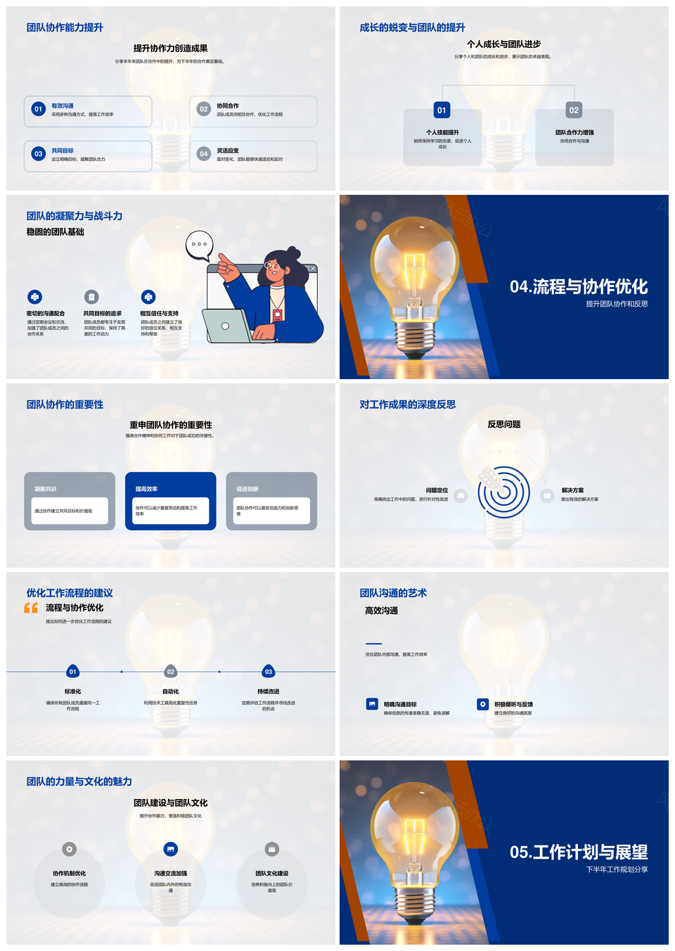 协作之光团队半年亮点成果流程优化挑战方案PPT模板