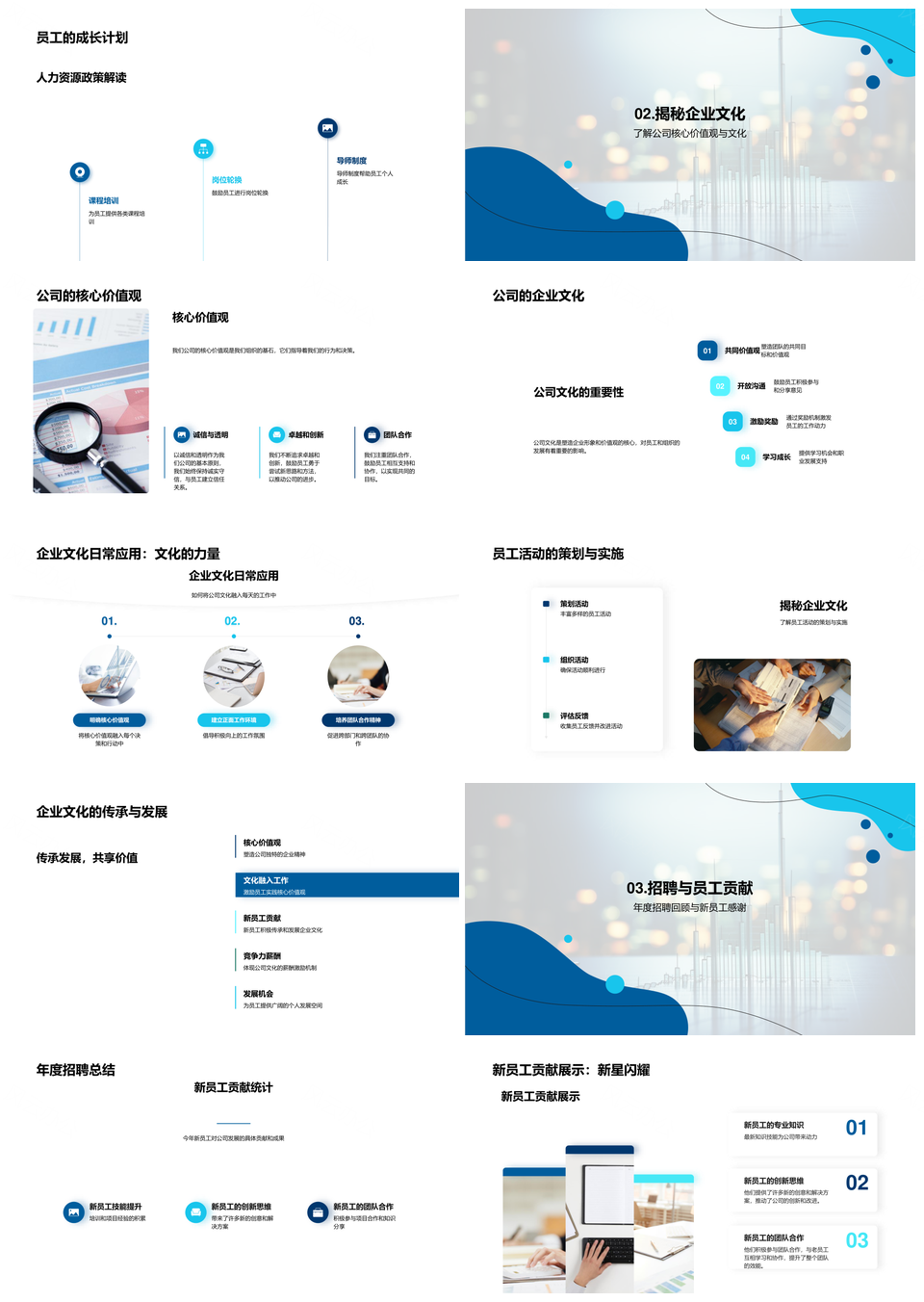人力资源年度盘点政策福利发展文化薪资图表PPT模板