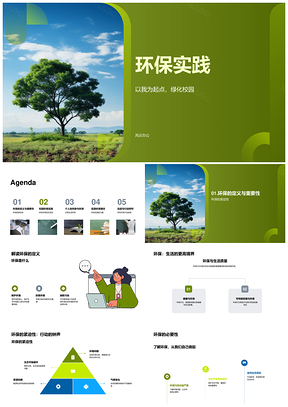 生物老师引领师生共建绿色校园践行环保教育PPT模板