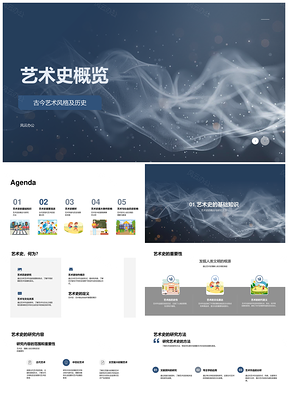 艺术史演进古代中世纪现代风格背景研究方法书籍PPT模板