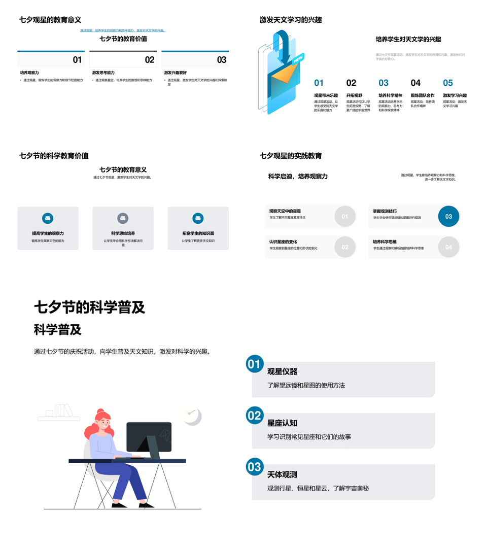 七夕科学观牛郎织女与夏季星空PPT模板