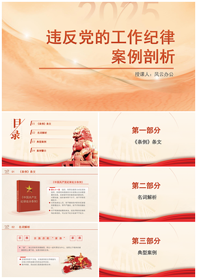 2025违反工作纪律案例剖析纪律教育党课PPT模板